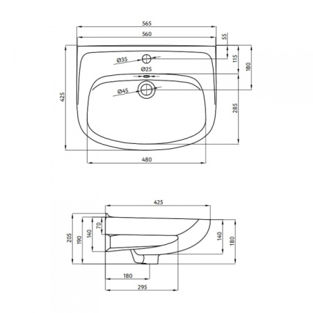 Раковина Della Otti с отверстием DE2118560016