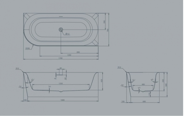 Пристенная ванна Knief Aqua Plus Fresh Wall 0100-231
