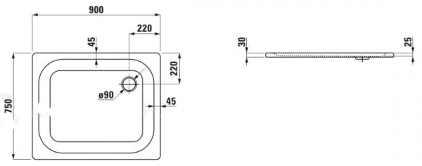Душевой поддон стальной Laufen Platina 2.1500.3.000.040.1