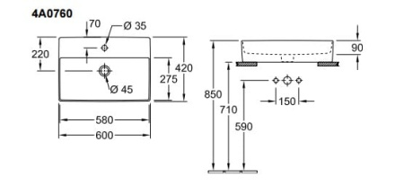 Раковина накладная Villeroy & Boch Memento 2.0 4A076001