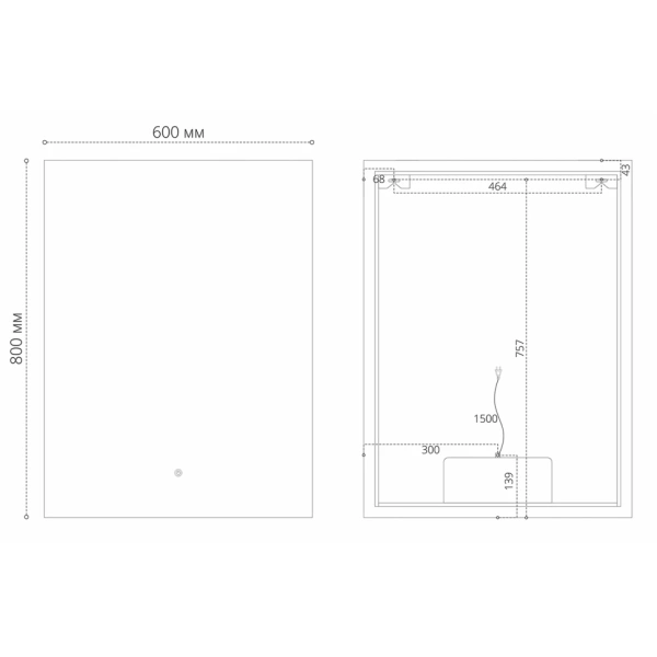Зеркало (60х80) Grossman PRAGMA-норма BLACK 1860802 LED с сенсорным выключателем и подогревом