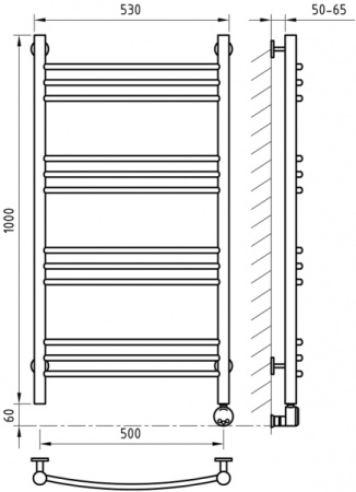Электрический полотенцесушитель ArtofSpace ARTICO EAAO5001000RAL9005RS