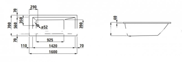 Ванна акриловая Laufen Pro 2.3595.0.000.000.1 Ванна акриловая Laufen Pro 2.3595.0.000.000.1
