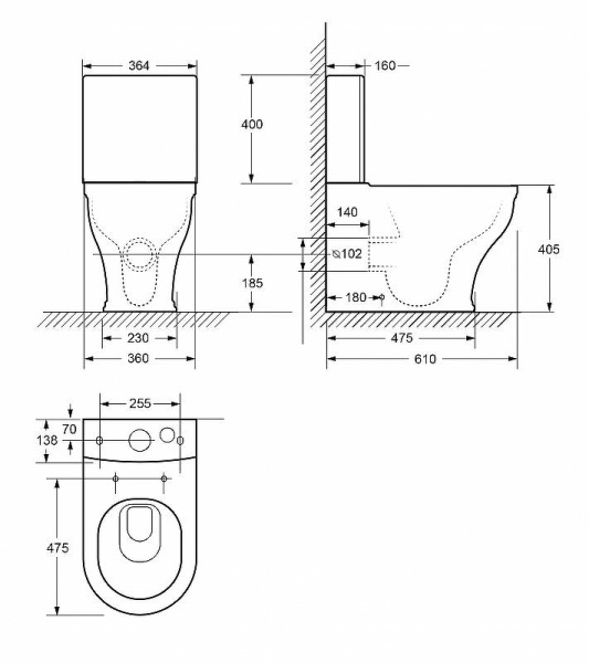 Чаша напольного безободкового унитаза CEZARES GIUBILEO CZR-165-CPR