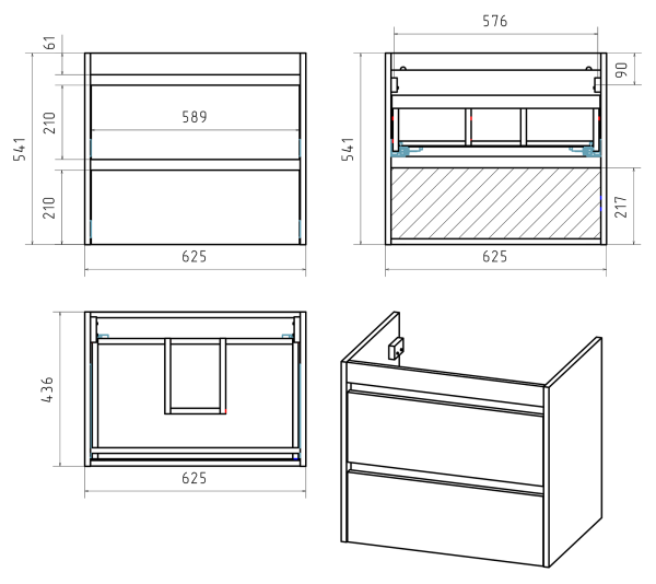 Тумба под раковину Brevita Balaton 65 BAL-06065-01-012Я