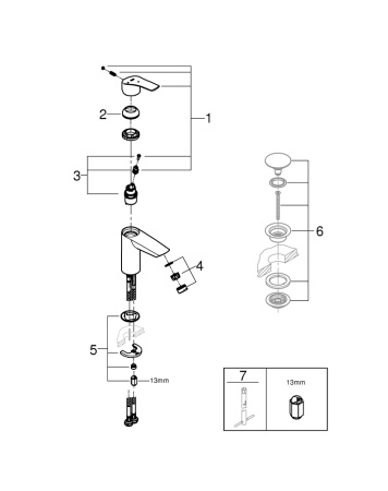 Смеситель для раковины без донного клапана CoolStart Grohe Eurosmart 32154 003 (32154003) хром