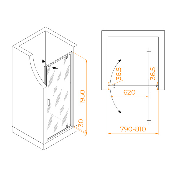 Душевая дверь 80 см RGW Leipzig LE-102 711210208-11 прозрачное