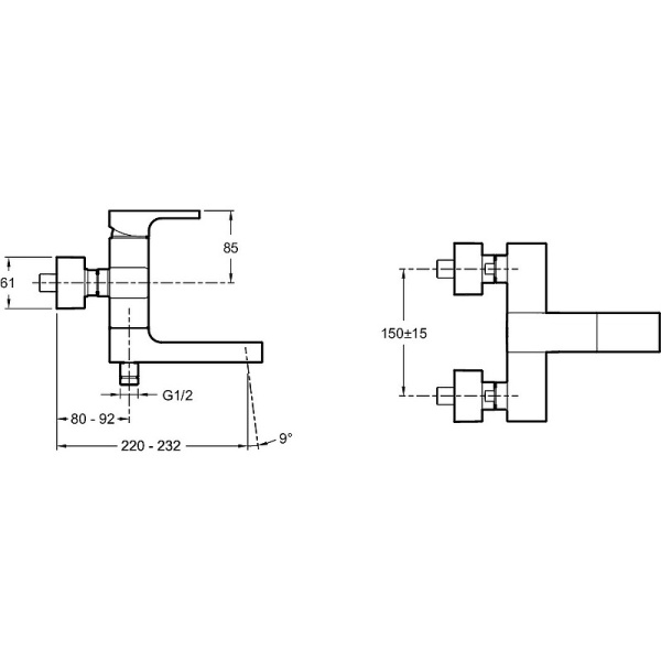 Смеситель для ванны Jacob Delafon Strayt E45370-CP Смеситель для ванны Jacob Delafon Strayt E45370-CP