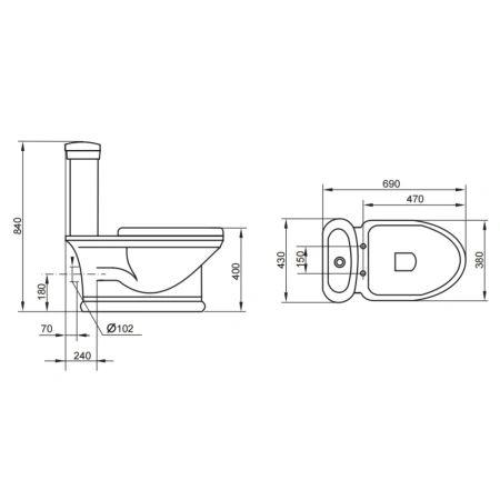 Чаша унитаза Cezares Primo CZR-166-T без бачка и крышки