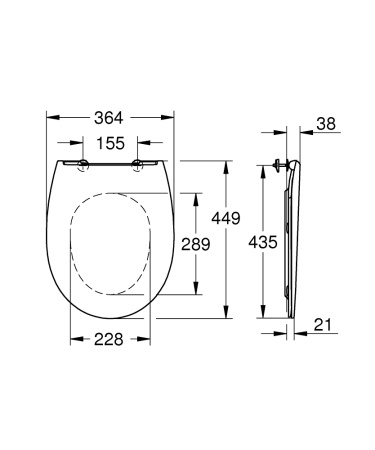 Сиденье для унитаза GROHE Bau Ceramic (с микролифтом) 39898 000 (39898000) тонкое
