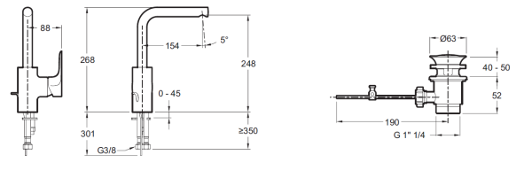 Смеситель для раковины с донным клапаном Jacob Delafon ALEO E98331-CP