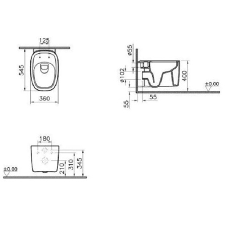 Унитаз подвесной Vitra Plural 126-003-009