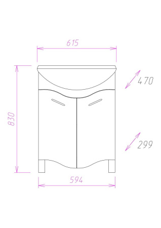 Тумба под раковину напольная Onika Лайн 60 106043