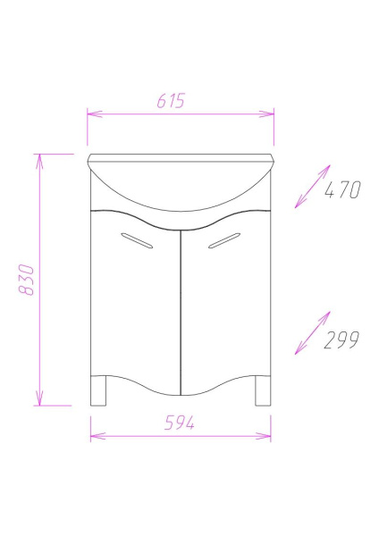 Тумба под раковину напольная Onika Лайн 60 106043