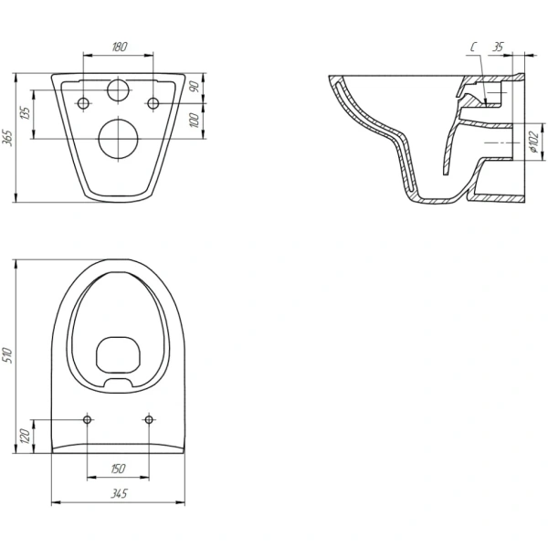 Комплект Cersanit PARVA CO DPL EO + BLACK + LEON пластик хром глянцевый 64229