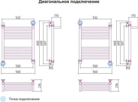 Полотенцесушитель водяной с полкой Сунержа Богема 00-0103-6050