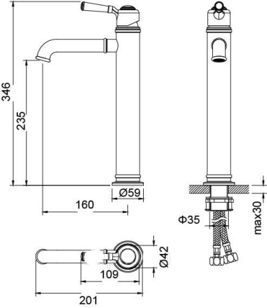 Смеситель для раковины Timo Arisa 5311/02F antique