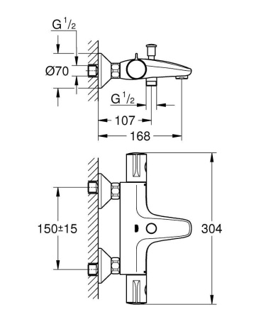 Термостат для ванны GROHE Grohtherm 800 1022032430