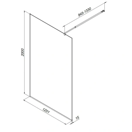 Душевая перегородка 120 см Am.Pm Func W84WI-120-F1-BTE черный