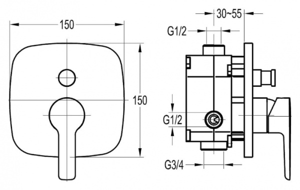 Смеситель для душа Cezares Tesoro TESORO-F-VDIM-01