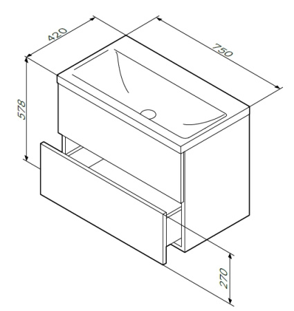 Тумба под раковину 75 Am.Pm Gem M90FHX07522WG