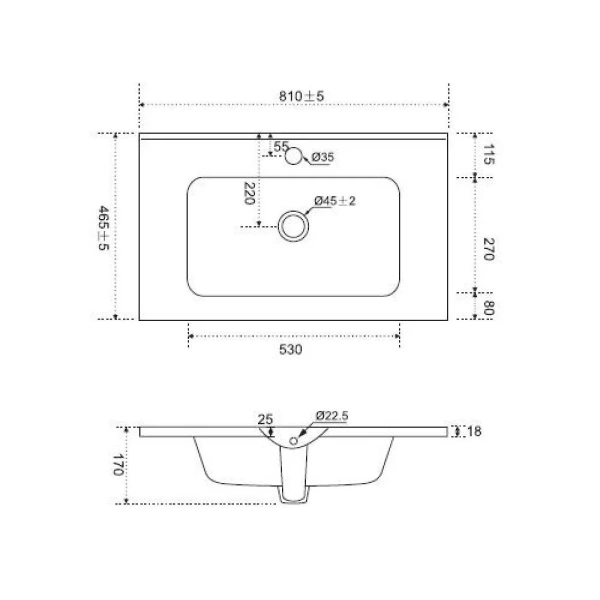Раковина 80 см Am.Pm Sense M7BWCC0802WG белый