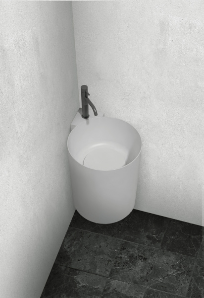 Раковина подвесная Abber Stein AS2625, белая, матовая, угловая, искусственный мрамор