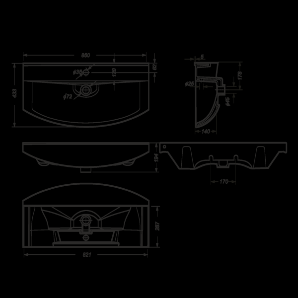 Раковина Sanita Luxe Best (85х43) BST85SLWB01