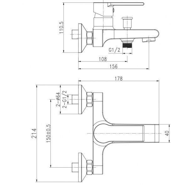 Смеситель для ванны Cersanit BRASKO BLACK черный 63108 Смеситель для ванны Cersanit BRASKO BLACK черный 63108