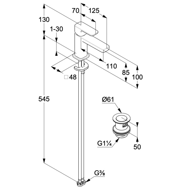Смеситель для раковины Kludi Renon 422675375