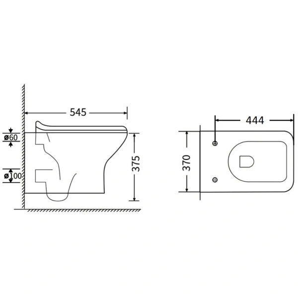 Унитаз подвесной безободковый Agger AT02100 сиденье с микролифтом