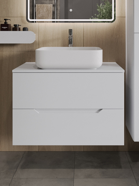 Тумба с раковиной подвесная 80 см, Orange Line Li-80TuwMDF+B05-500W белый