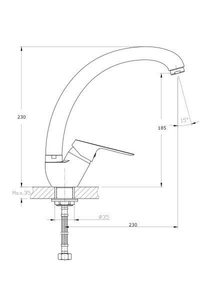 Смеситель для кухонной мойки RUSH Yell YE5735-22 Смеситель для кухонной мойки RUSH Yell YE5735-22