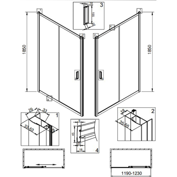 Душевая дверь Veconi Vianno VN-46, (120x185) VN46-120-01-C5
