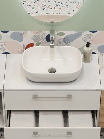 Столешница Cersanit STONE из керамогранита Aura 60x45x2 светло-серый сатиновый 63857