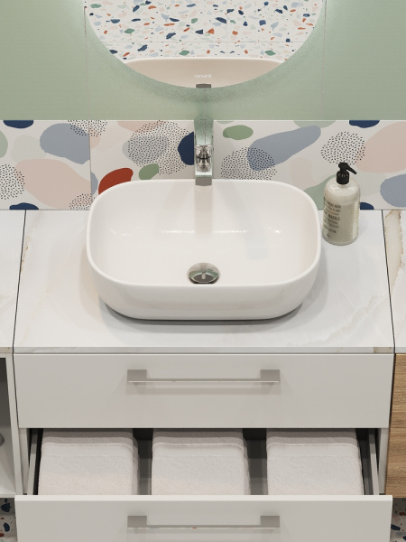 Столешница Cersanit STONE из керамогранита Aura 80x45x2 светло-серый сатиновый 63854