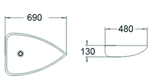 Раковина накладная (69х48) SantiLine SL-1033
