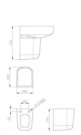 Полупьедестал для раковины BelBagno Vella BB8295PH