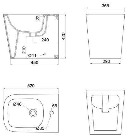 Биде напольное BelBagno ALBANO BB120B