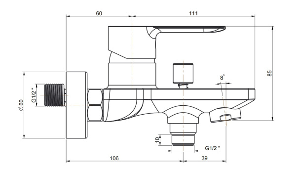 Смеситель для ванны Kerama Marazzi Sonata P4YO111B4KM