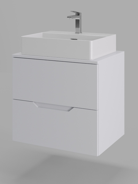 Тумба с раковиной подвесная 60 см Orange Line Li-60TuwMDF+B04-500W белый