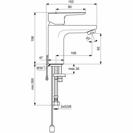 Смеситель для раковины Ideal Standard CERAPLAN III SLIM BC568AA, хром