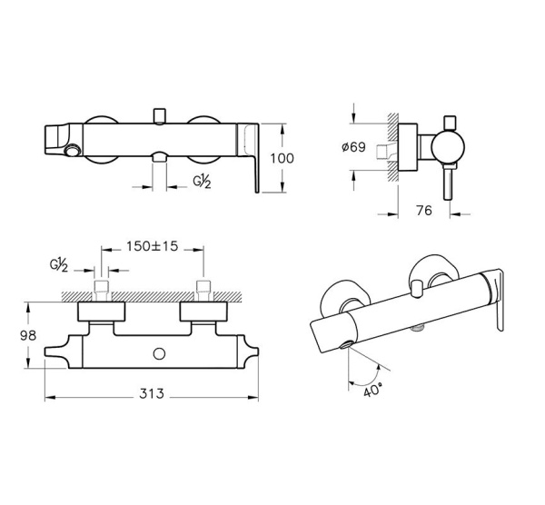 Смеситель для ванны Vitra Suit A4281839