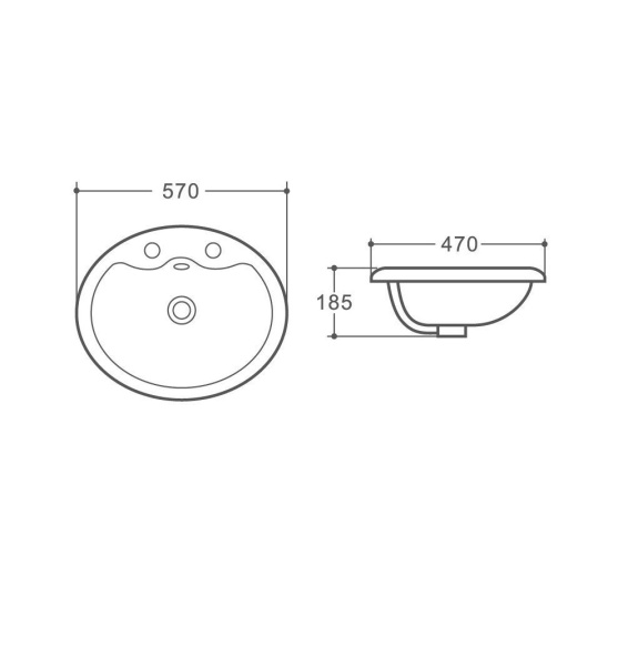 Раковина керамическая полувстраиваемая (57x47) Art&Max AM6300