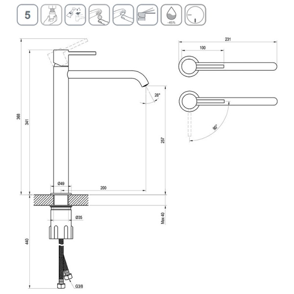 Смеситель для раковины Ravak Espirit BeCool ES 015.01CR X070404 хром