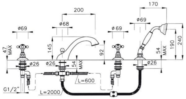 Смеситель Nicolazzi DAMES ANGLAISES 1404DB78 Смеситель Nicolazzi DAMES ANGLAISES 1404DB78