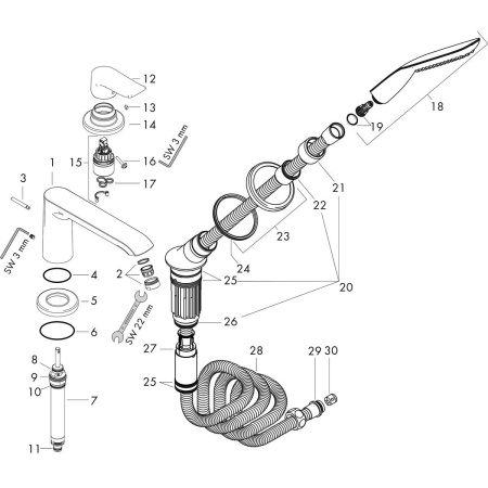 Смеситель для установки на борт ванны HANSGROHE Metris 31190000