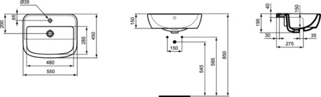 Раковина Ideal Standard TEMPO T059001, белый