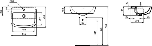 Раковина Ideal Standard TEMPO T059001, белый