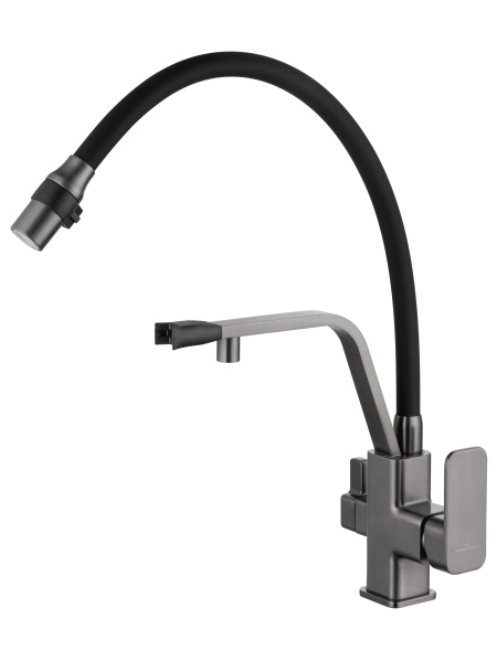 Смеситель для кухни с гибким изливом и подключением фильтра WONZON & WOGHAND, темный графит WW-88458013-BGM Смеситель для кухни с гибким изливом и подключением фильтра WONZON & WOGHAND, темный графит WW-88458013-BGM